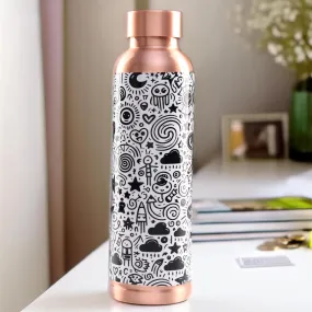 Kuber Industries Pack of 3 Copper Water Bottle - Eco-Friendly & Leakproof Tamaba Bottle for Office/Gym/Yoga/College, Men & Women | 950ml | Lining Design