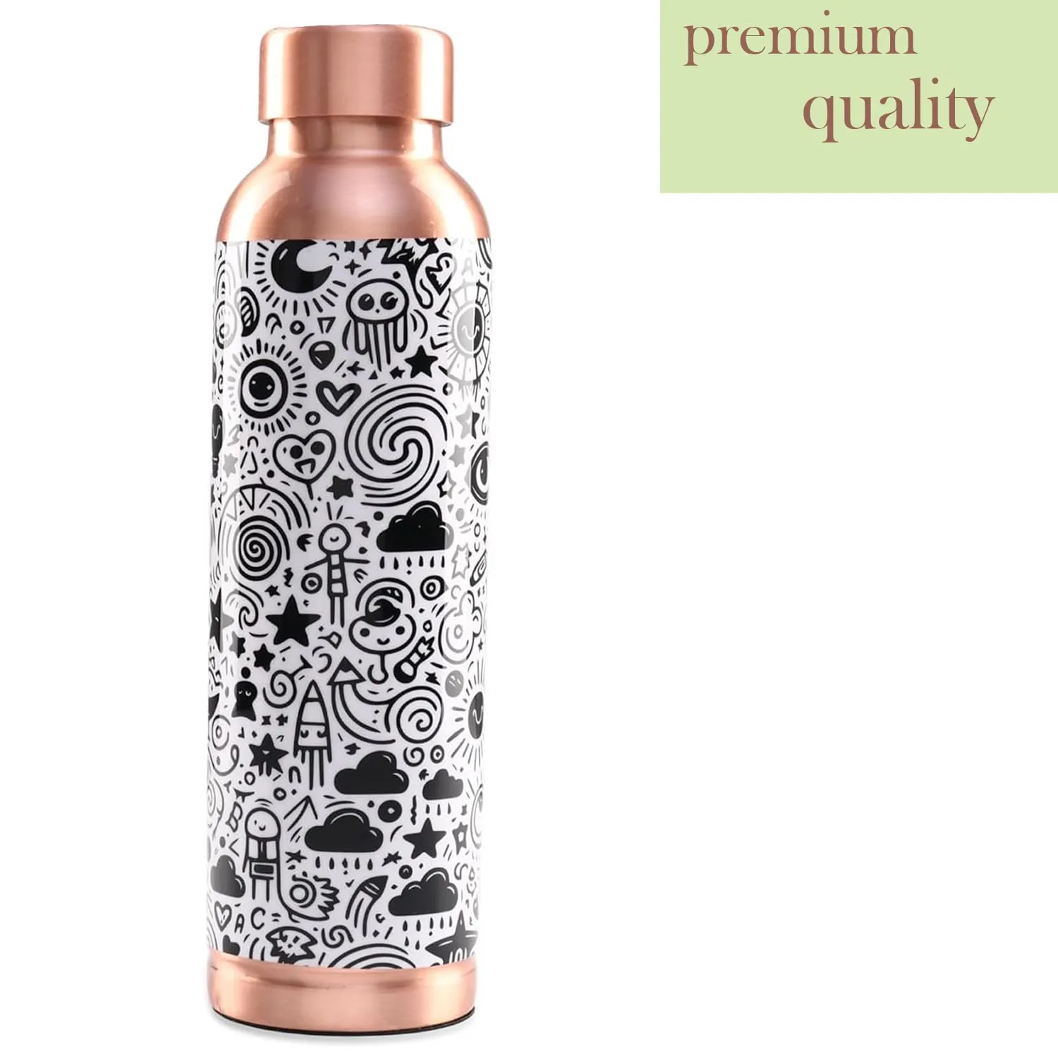 Kuber Industries Pack of 3 Copper Water Bottle - Eco-Friendly & Leakproof Tamaba Bottle for Office/Gym/Yoga/College, Men & Women | 950ml | Lining Design