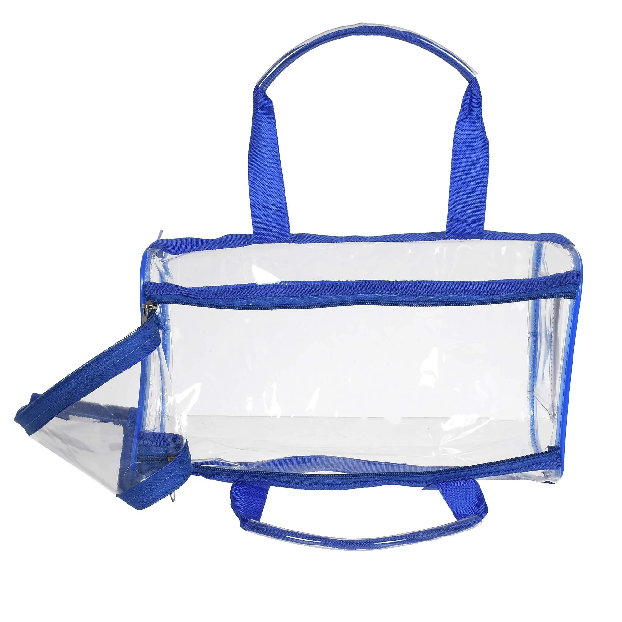 Kuber Industries Small Size Clear PVC Travel Toiletry Bag Handbag Beach Tote Bag Organizer for Men and Women (Blue) (F_26_KUBBMART017013)