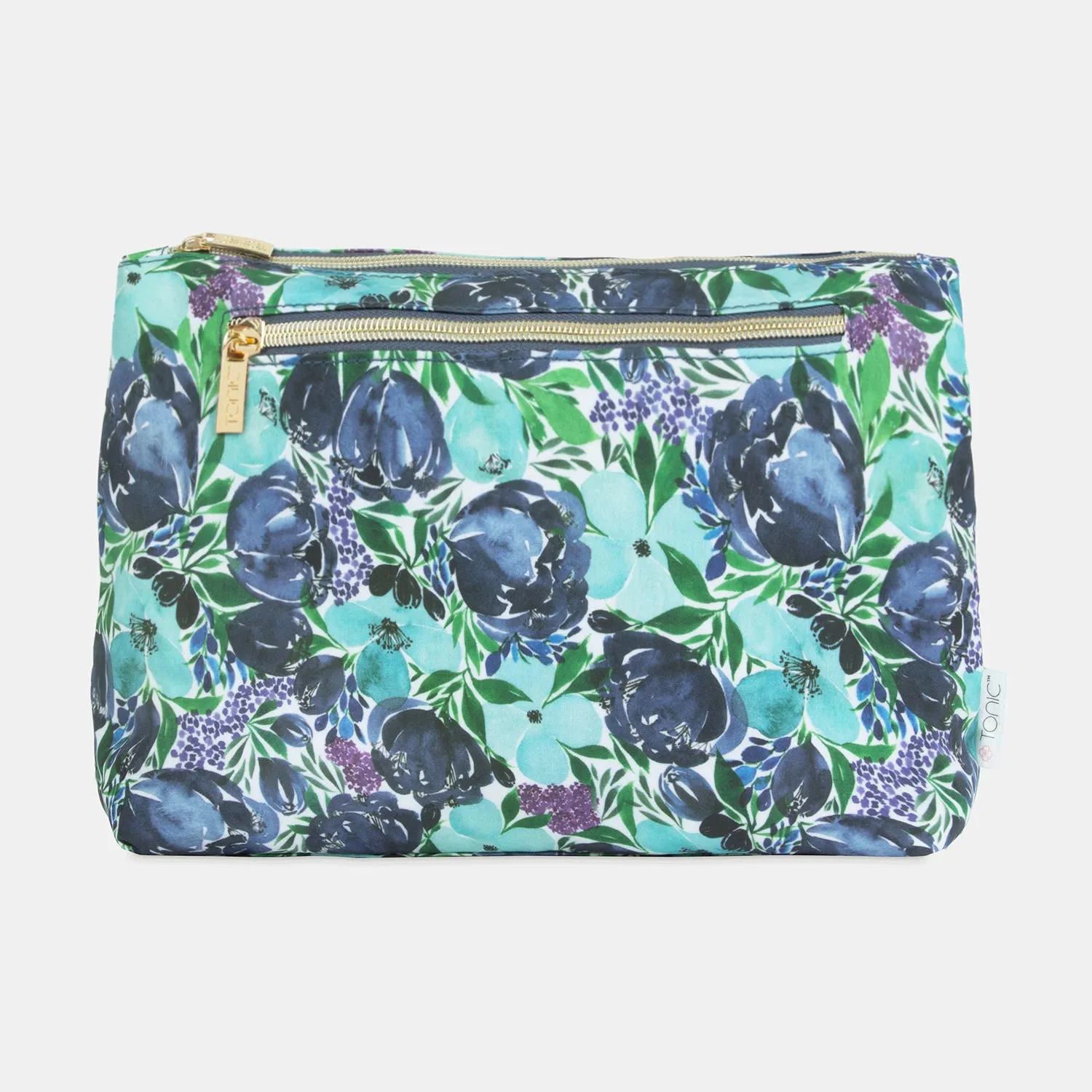 Large Cosmetic Bag - Flourish Blue