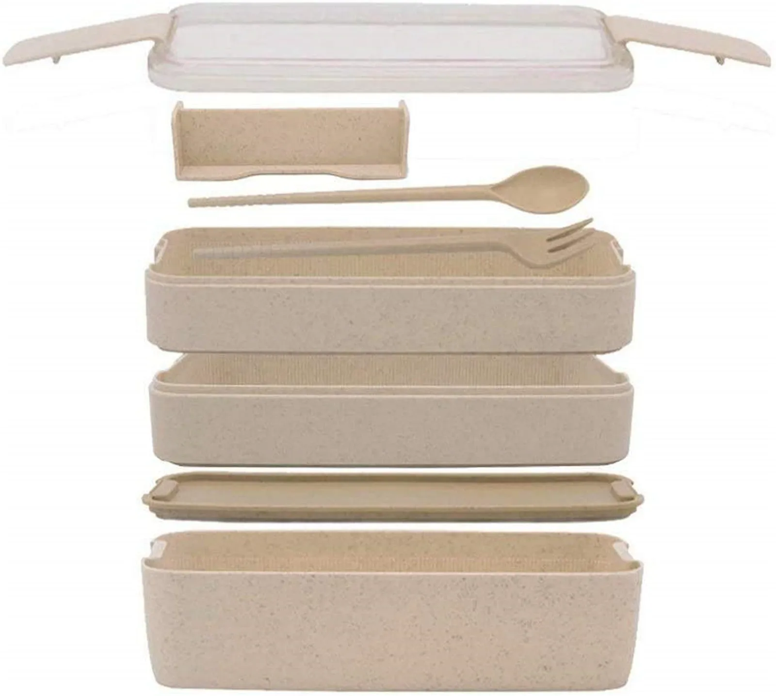 Leakproof 3 Layer Bento Box with Utensils, Eco-Friendly