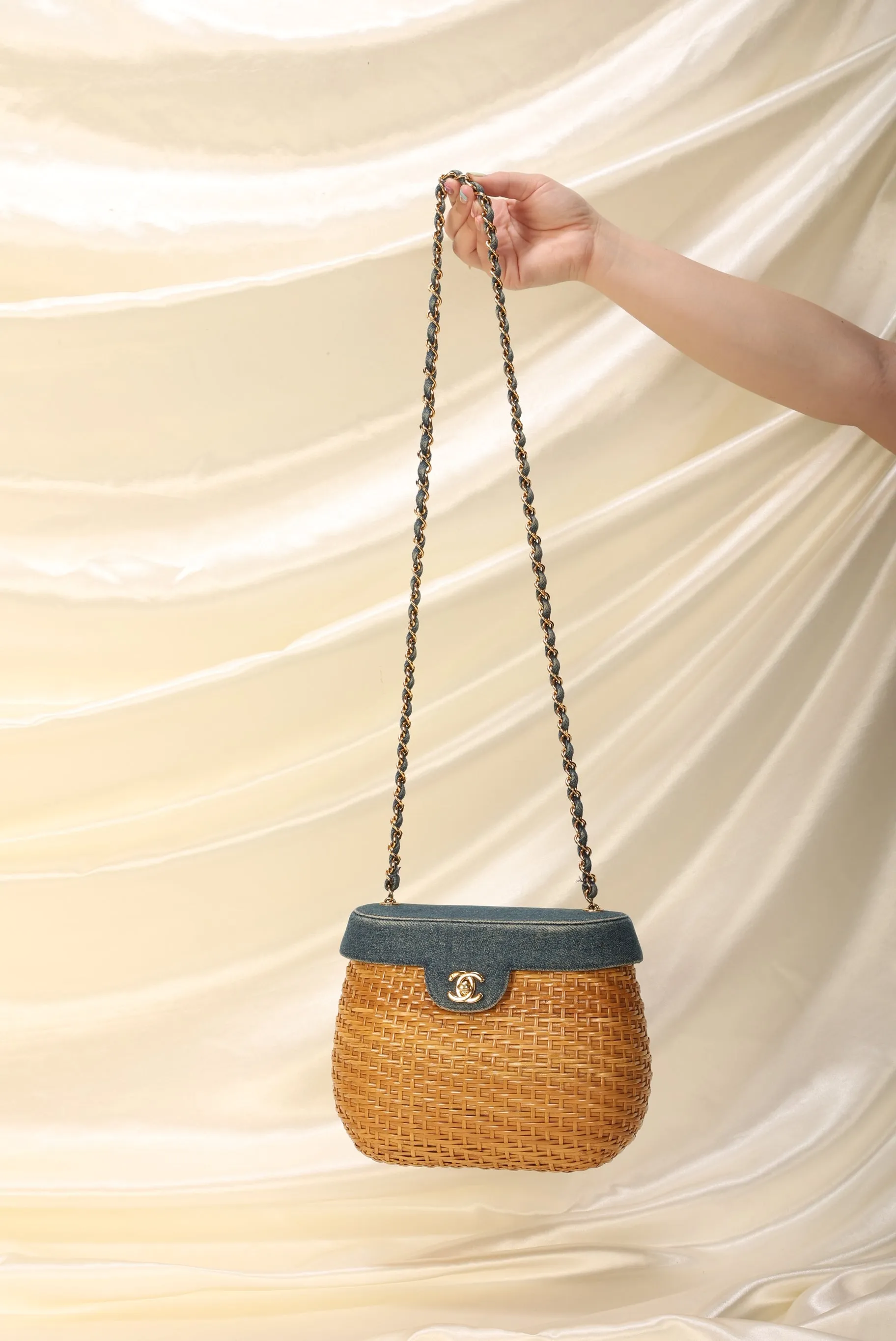 Limited Edition CL Denim Wicker Basket Bag