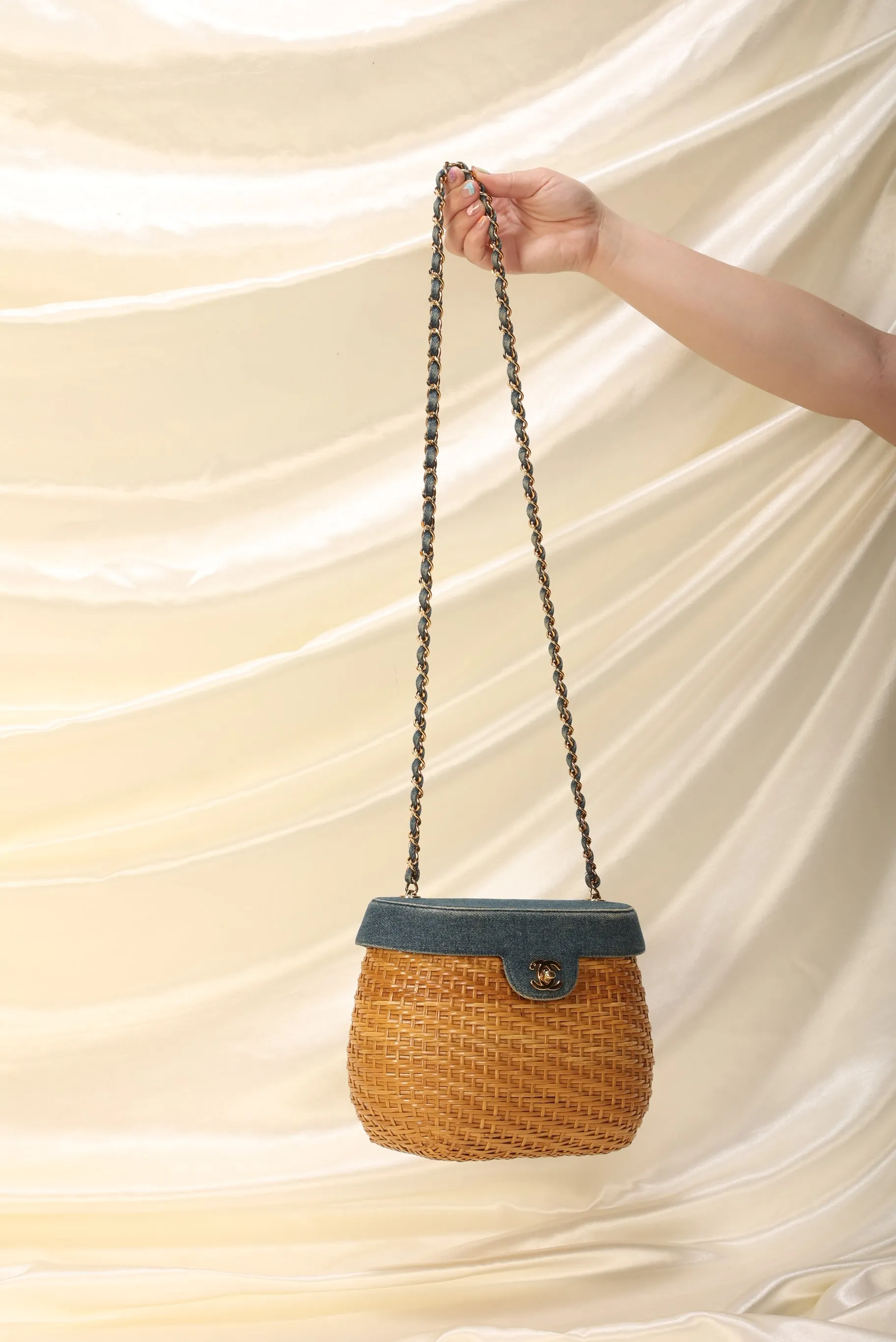 Limited Edition CL Denim Wicker Basket Bag