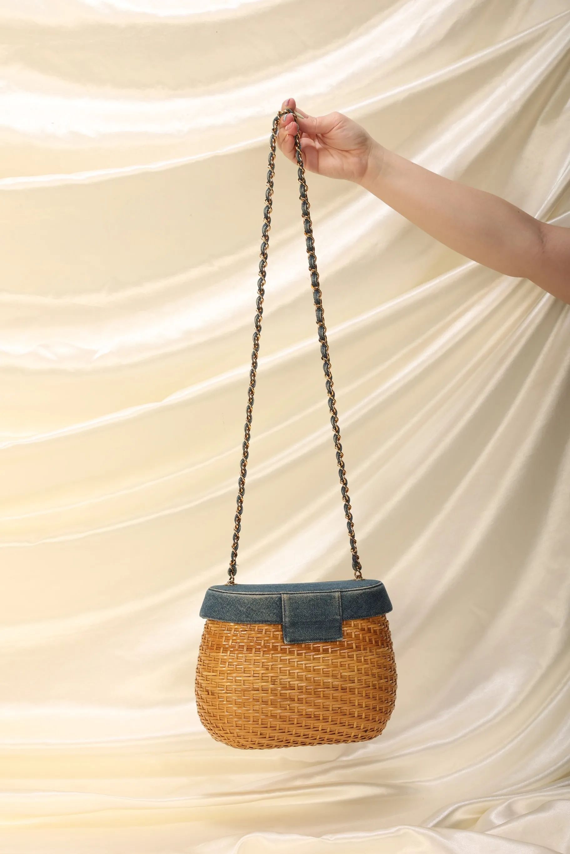 Limited Edition CL Denim Wicker Basket Bag