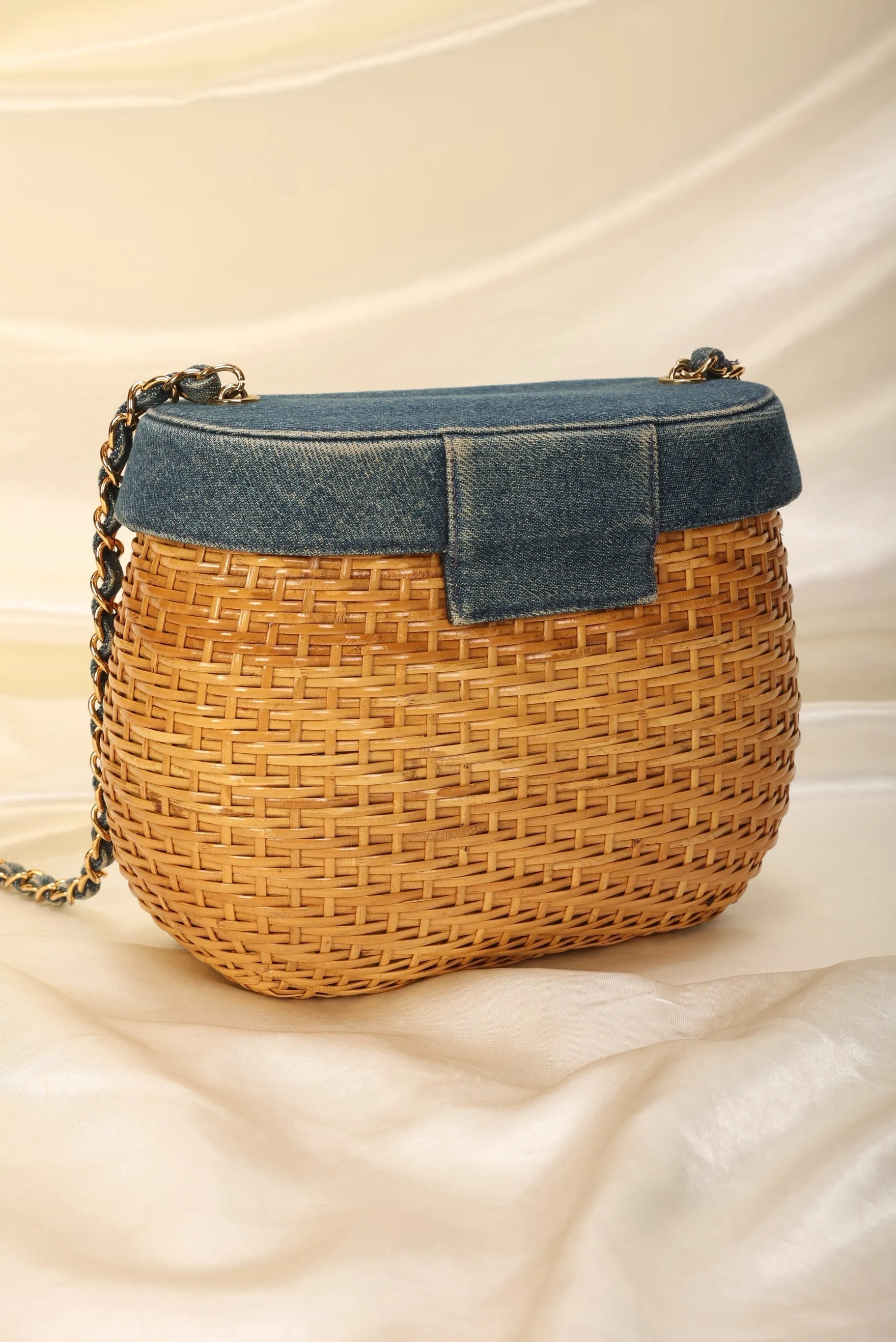 Limited Edition CL Denim Wicker Basket Bag