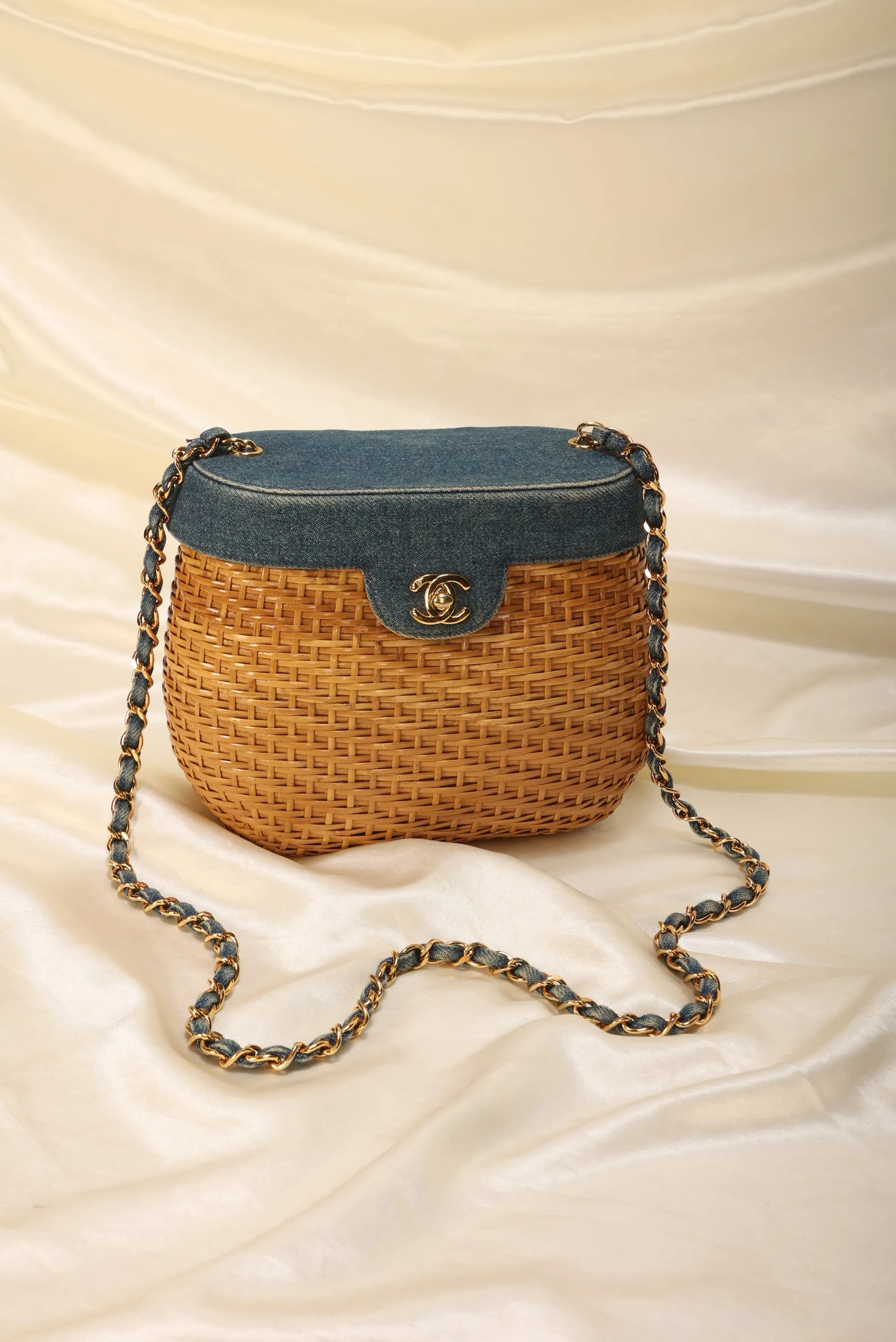 Limited Edition CL Denim Wicker Basket Bag