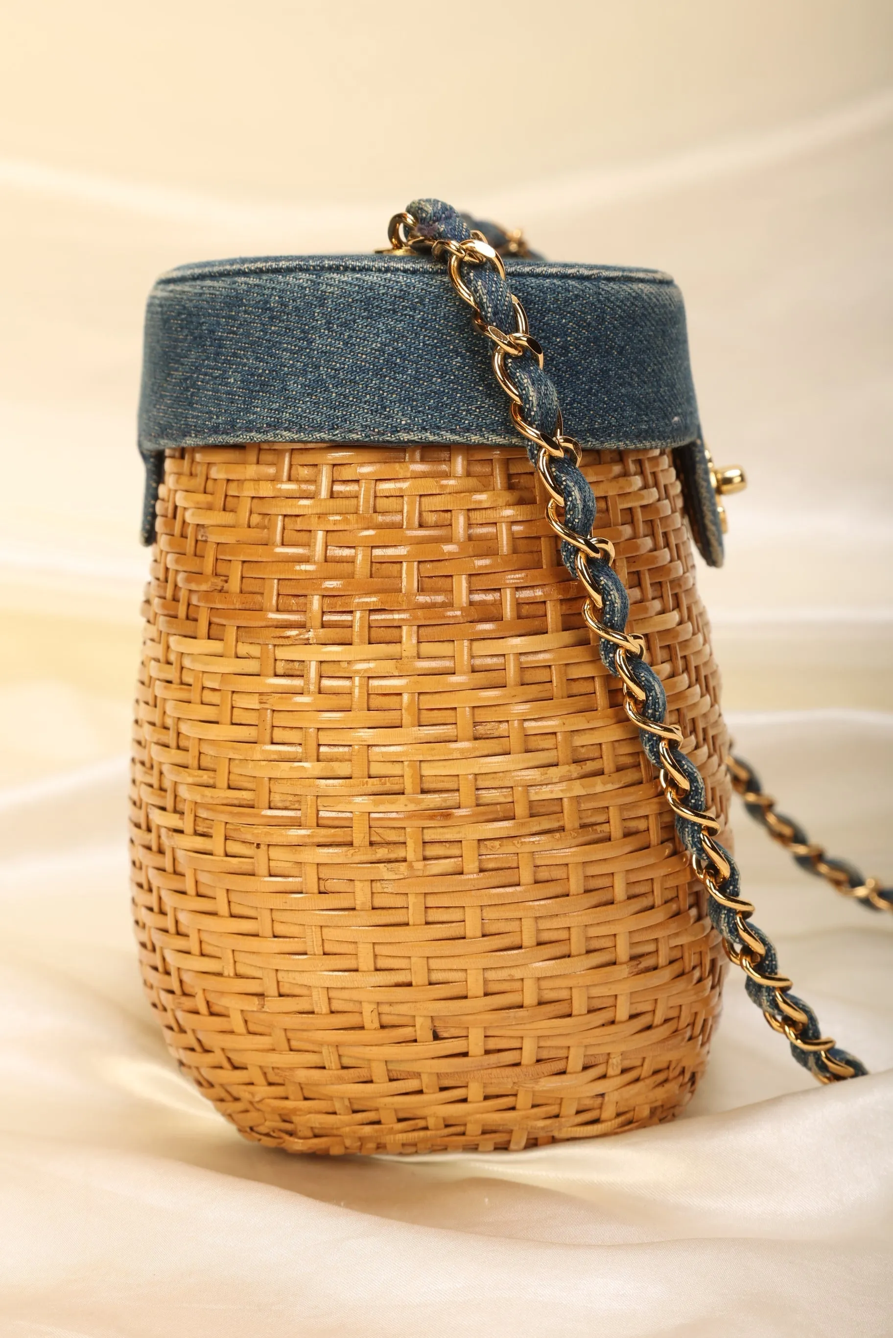 Limited Edition CL Denim Wicker Basket Bag