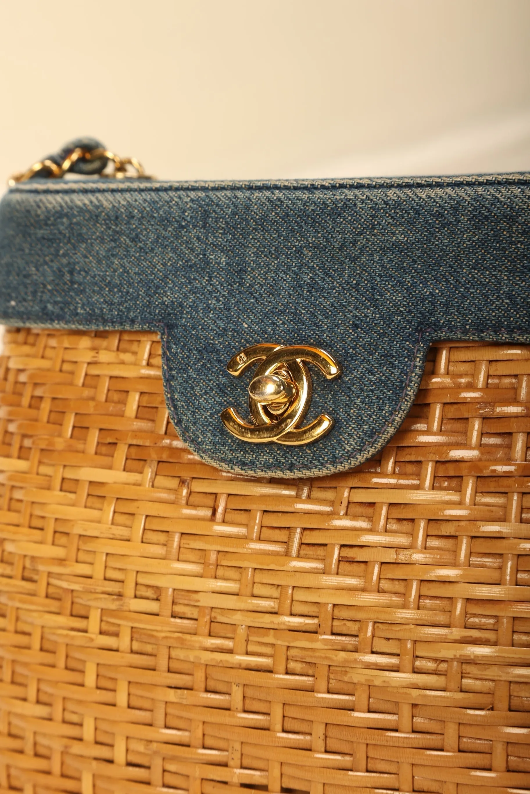 Limited Edition CL Denim Wicker Basket Bag