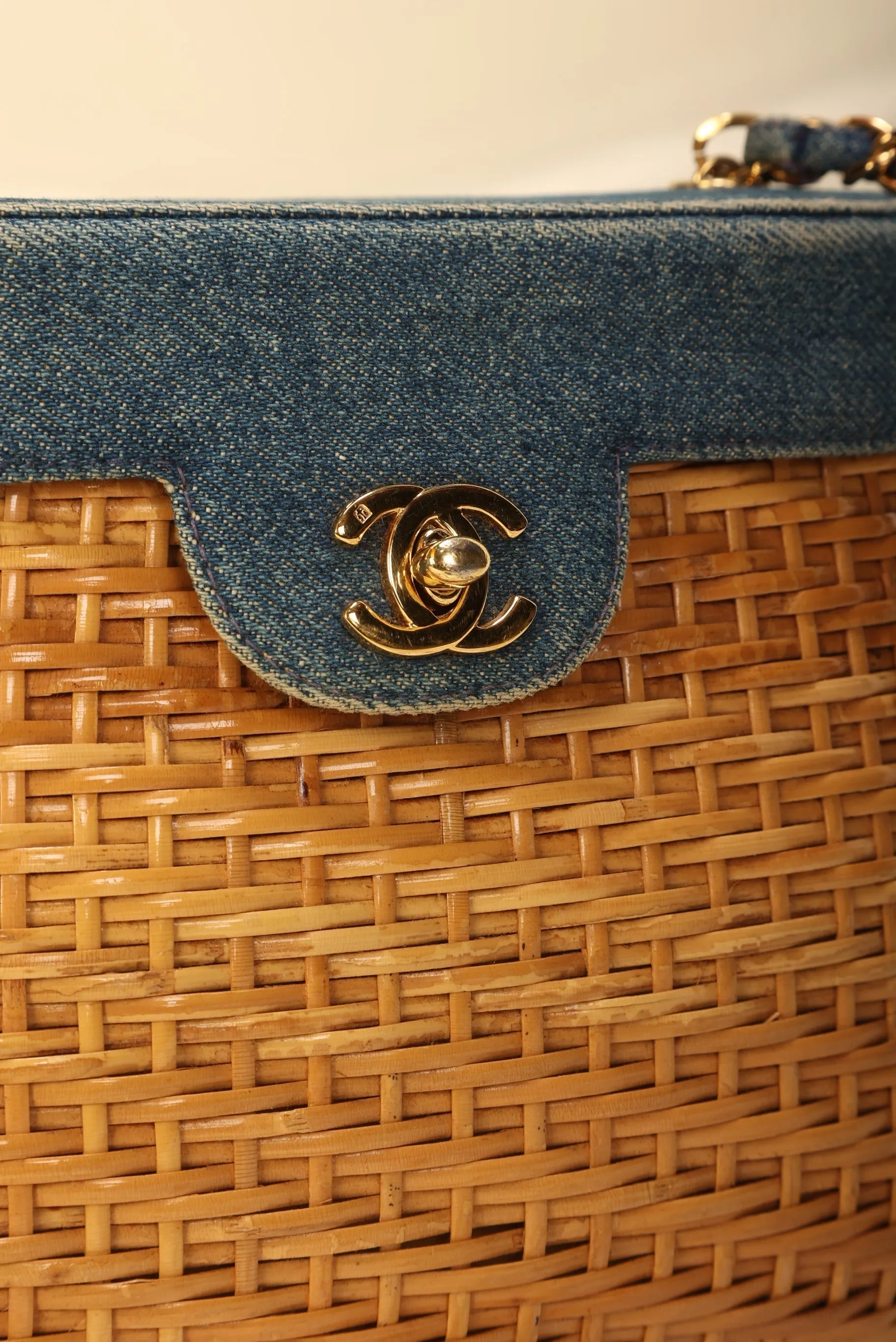 Limited Edition CL Denim Wicker Basket Bag