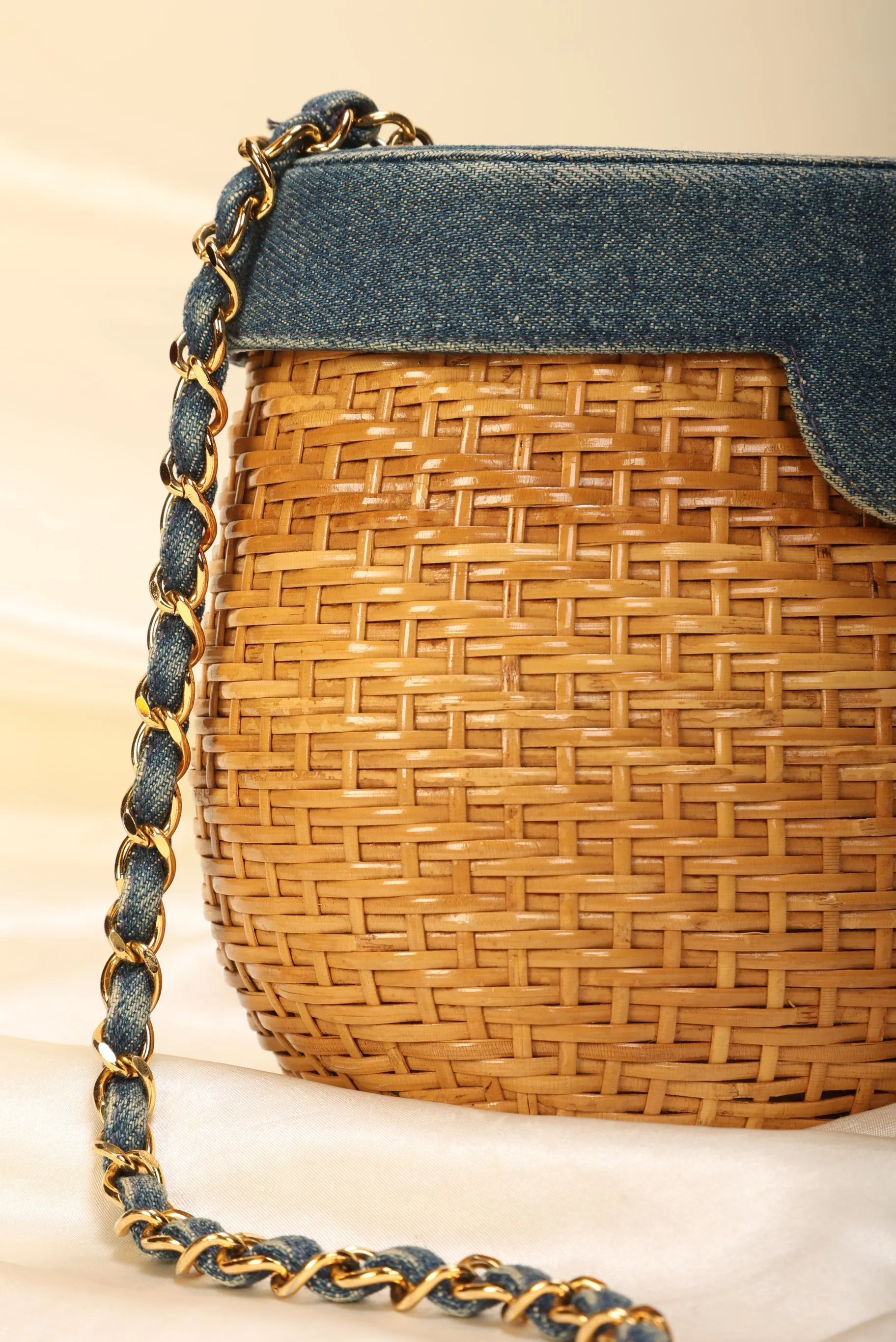 Limited Edition CL Denim Wicker Basket Bag