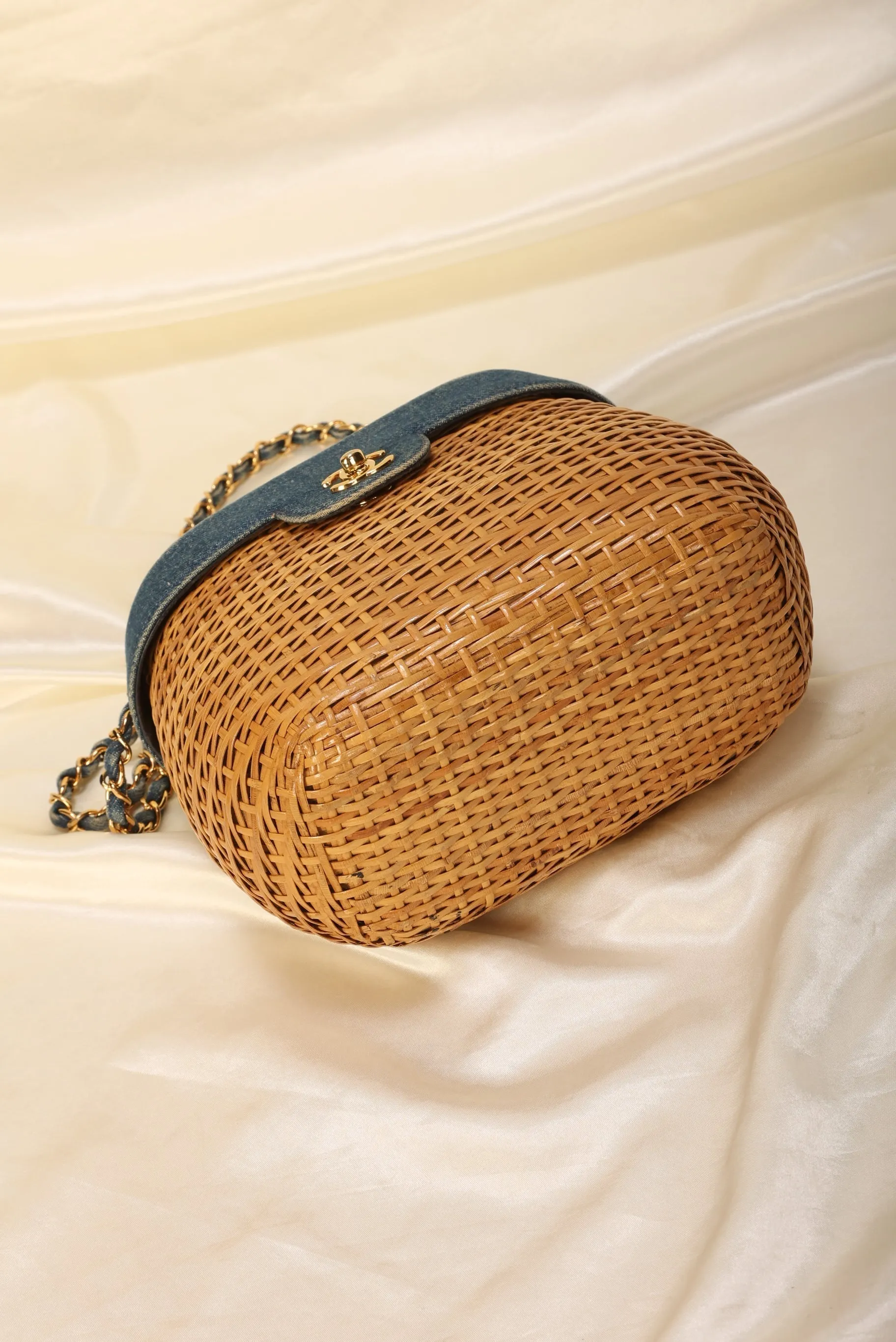 Limited Edition CL Denim Wicker Basket Bag