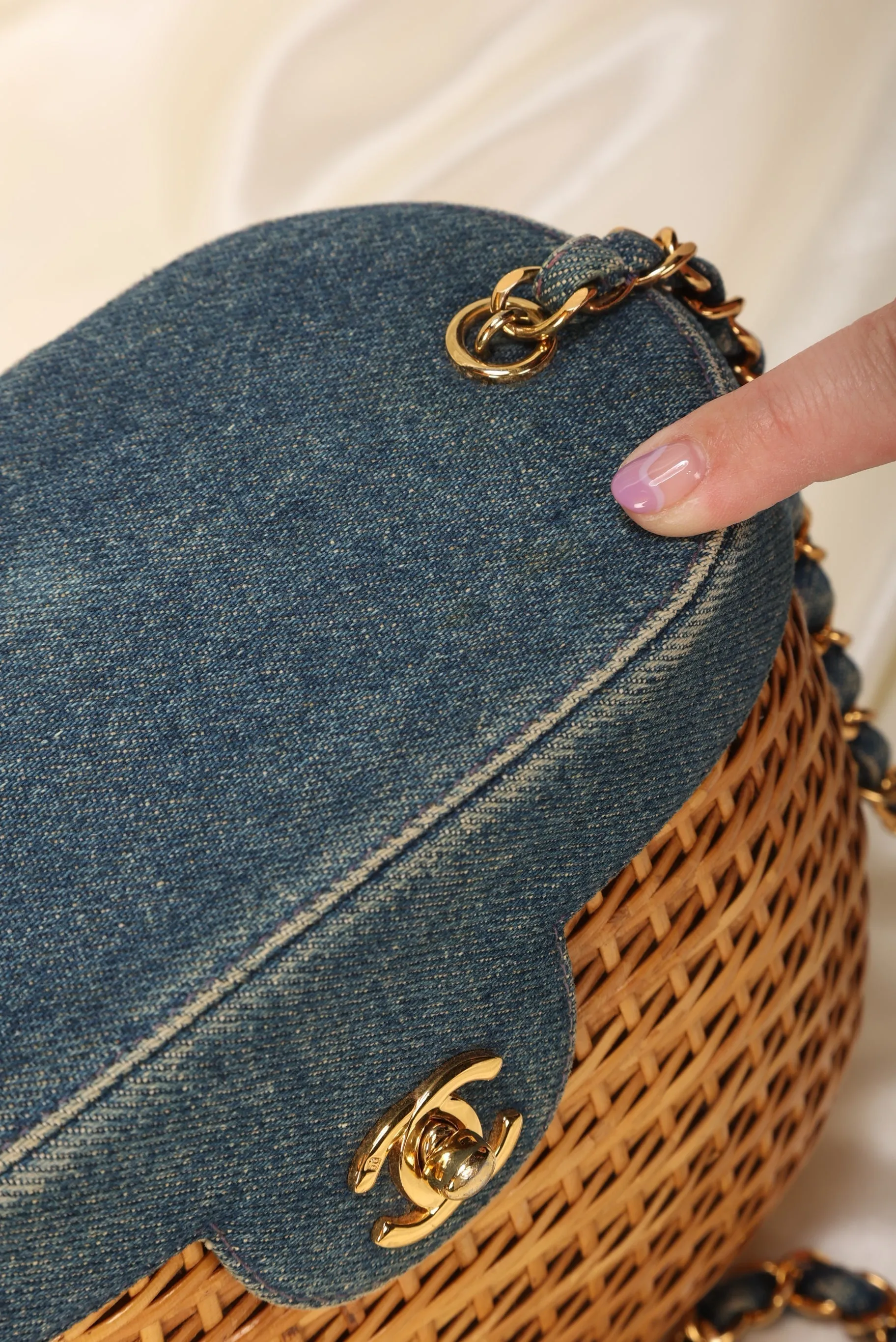 Limited Edition CL Denim Wicker Basket Bag