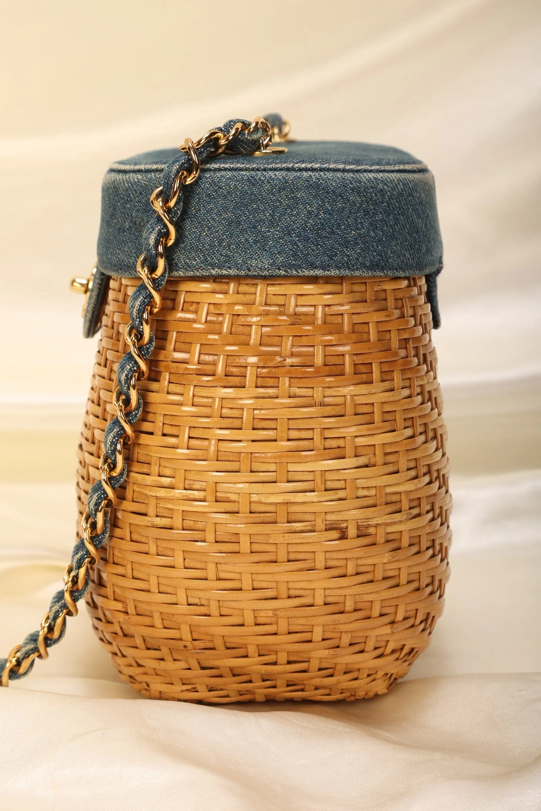 Limited Edition CL Denim Wicker Basket Bag