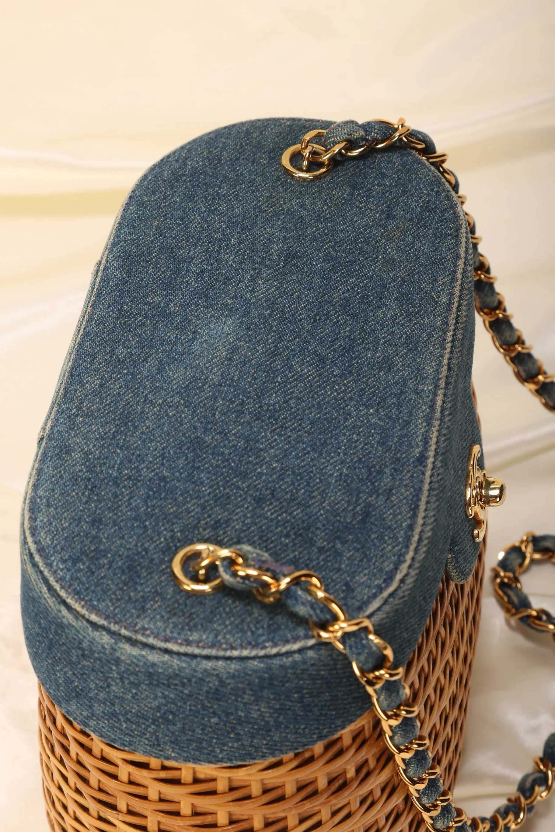 Limited Edition CL Denim Wicker Basket Bag