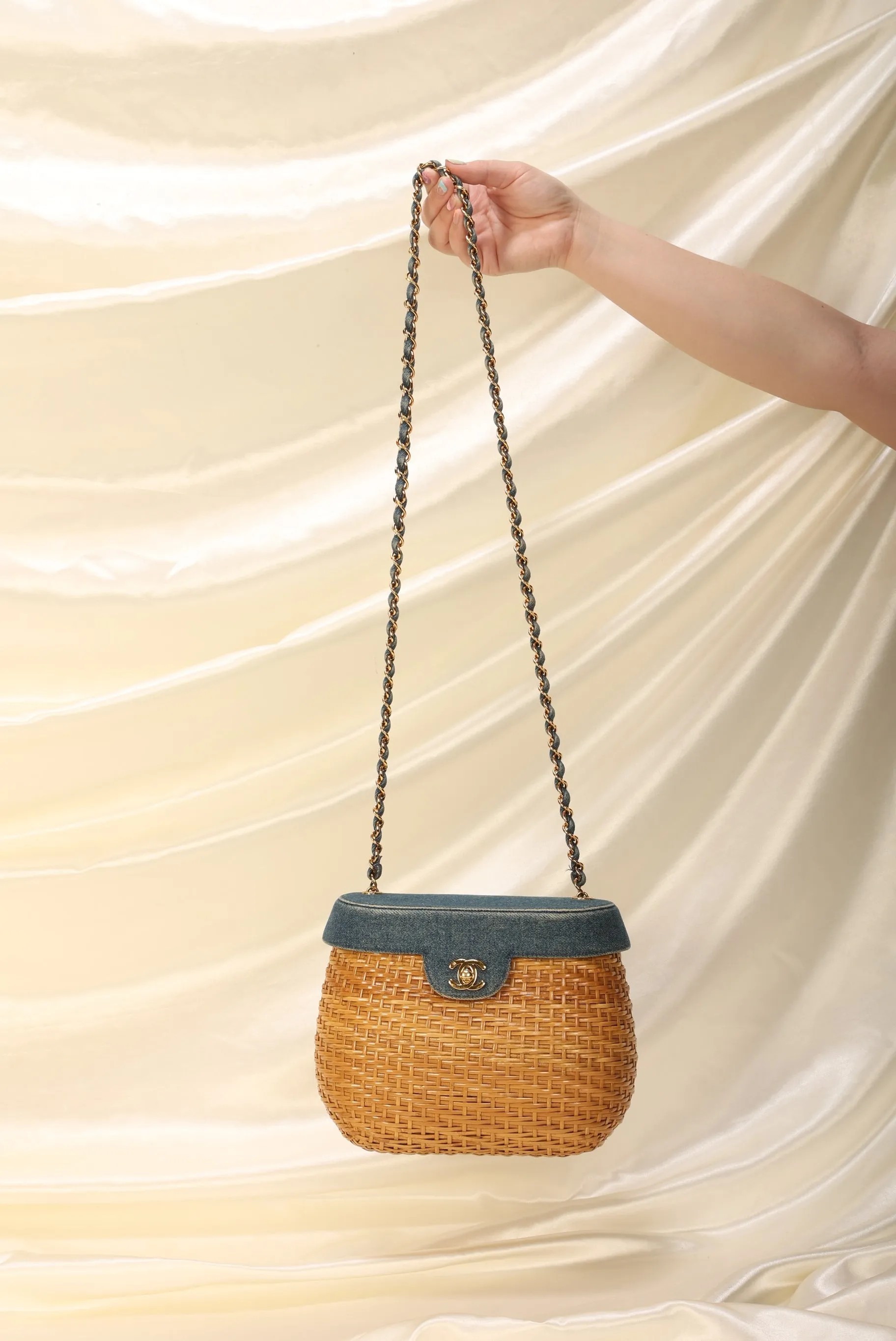 Limited Edition CL Denim Wicker Basket Bag