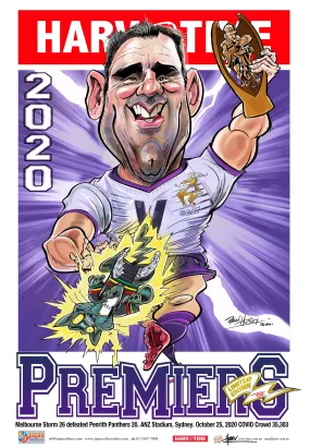 Melbourne Storm 2020 NRL Premiers Harv Time Poster, White Jersey