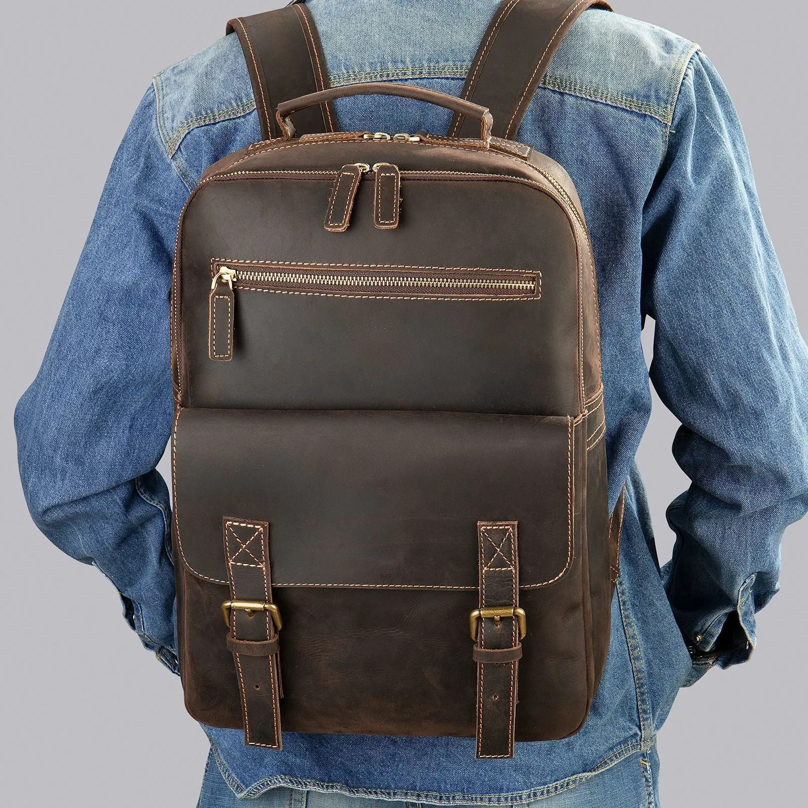 Men's Leather Retro Large Capacity Backpacks