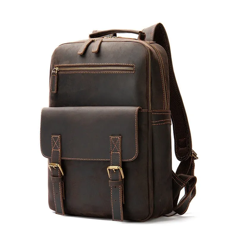 Men's Leather Retro Large Capacity Backpacks