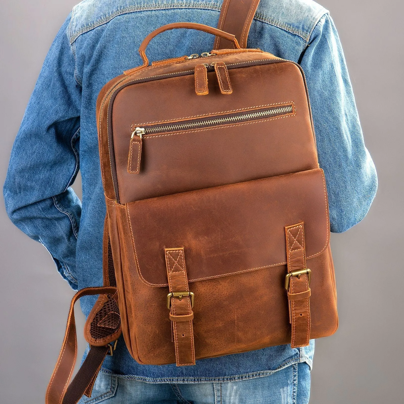 Men's Leather Retro Large Capacity Backpacks