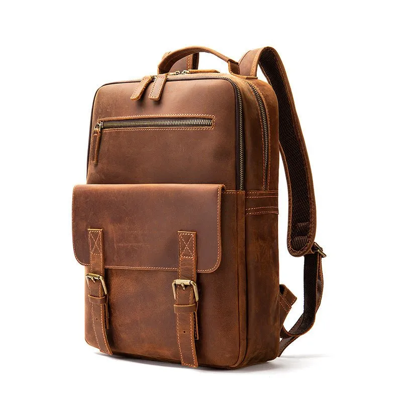 Men's Leather Retro Large Capacity Backpacks