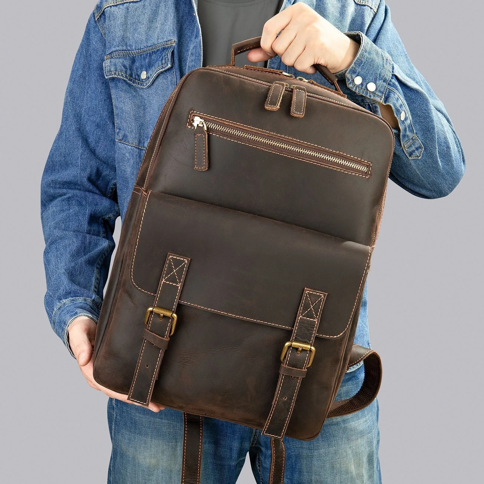 Men's Leather Retro Large Capacity Backpacks