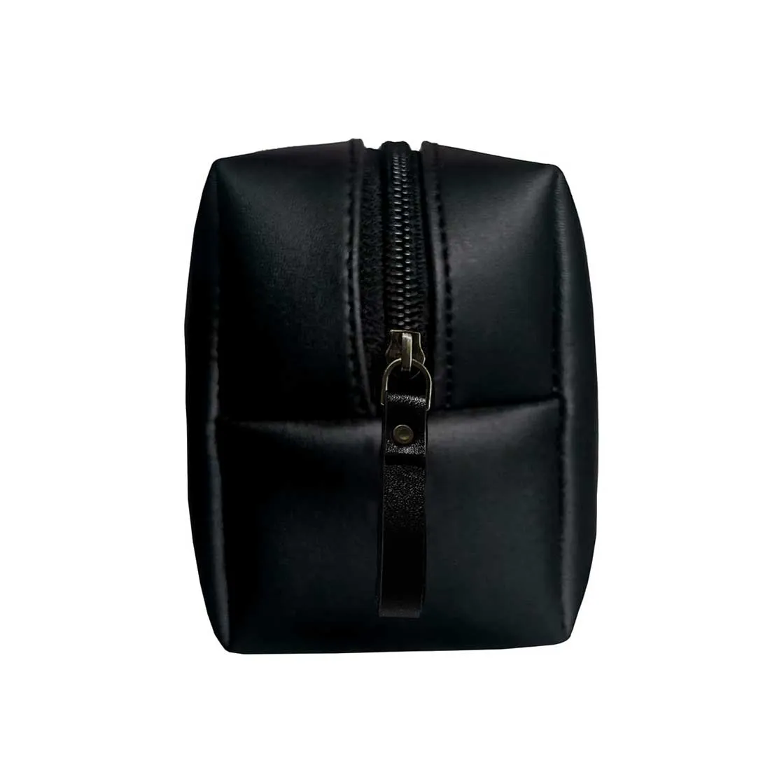 Mens Travel Pouch Bag with Name- Black PU Leather Pouch