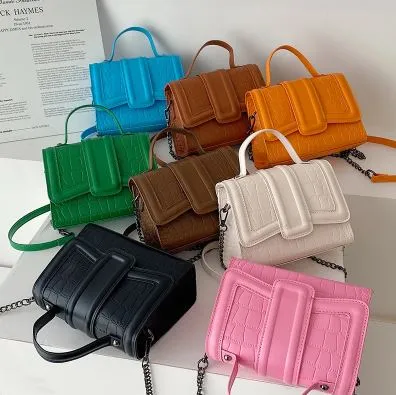 Mock Croc PU Solid Colour Shoulder Bag