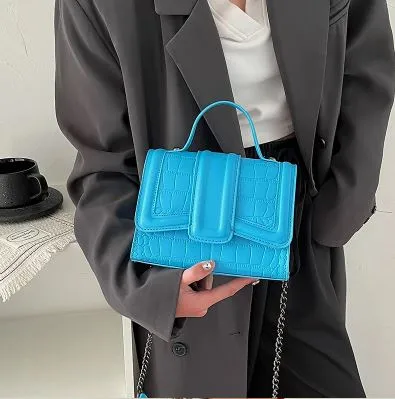 Mock Croc PU Solid Colour Shoulder Bag