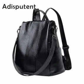 MoneRffi Retro Women Leather Backpack Casual College School Backbag Student Laptop Girls Back Pack Travel Backpack Anti Theft