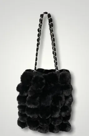 Multiple Faux Fur Pom Pom Shoulder Bag