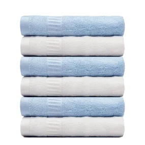 Mush Bamboo White Hand Towels Set Of 6 | 100% Bamboo | Ultra Soft, Absorbent & Quick Dry Towel For Daily Use. Gym, Pool, Travel, Sports And Yoga | 75 X 35 Cms | 600 Gsm Pack Of 6