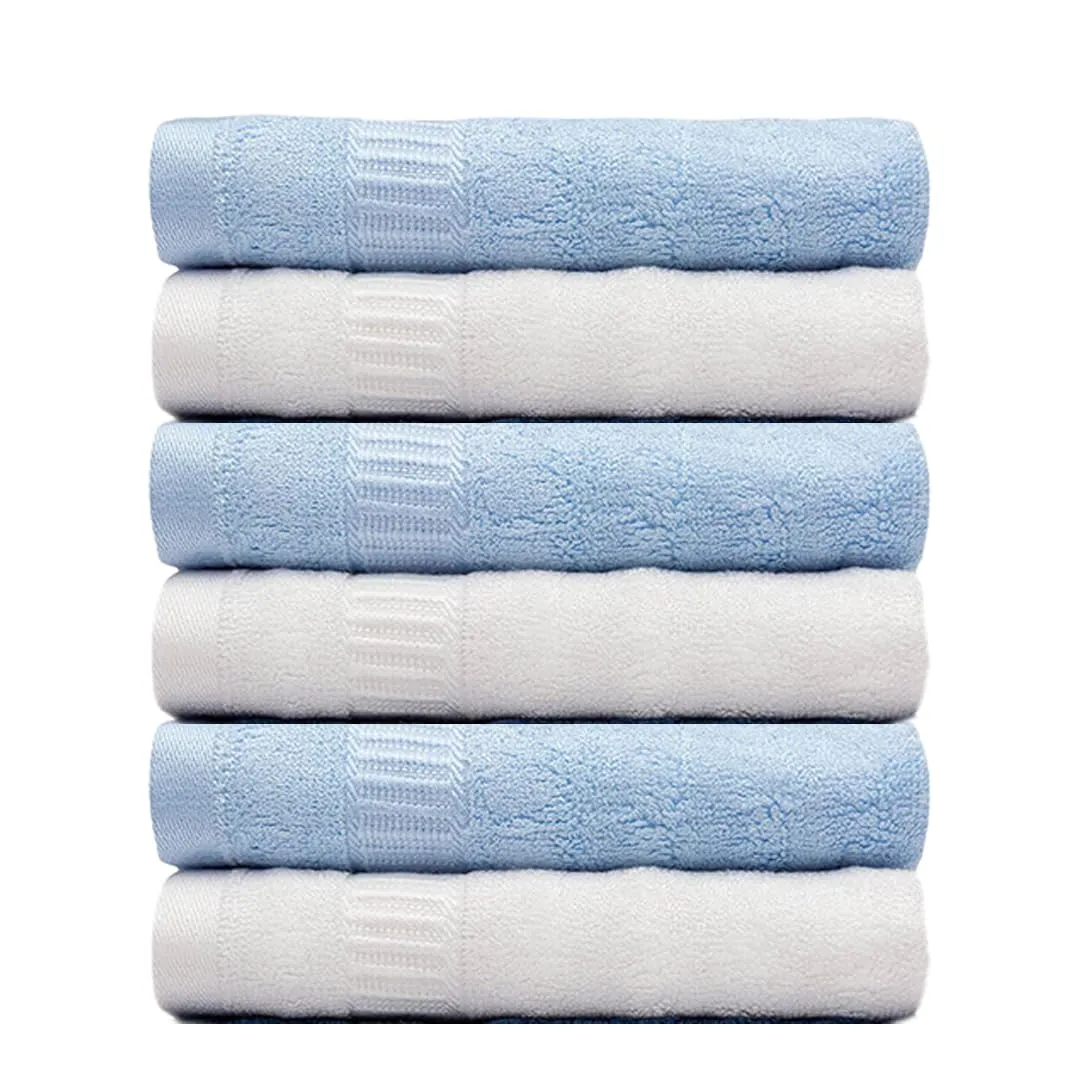 Mush Bamboo White Hand Towels Set Of 6 | 100% Bamboo | Ultra Soft, Absorbent & Quick Dry Towel For Daily Use. Gym, Pool, Travel, Sports And Yoga | 75 X 35 Cms | 600 Gsm Pack Of 6