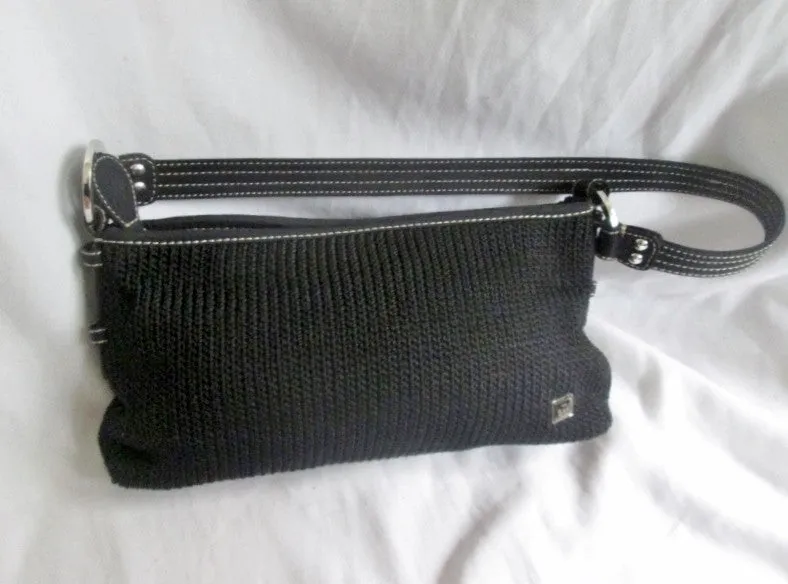 NEW THE SAK signature knit shoulder bag satchel crossbody purse BLACK