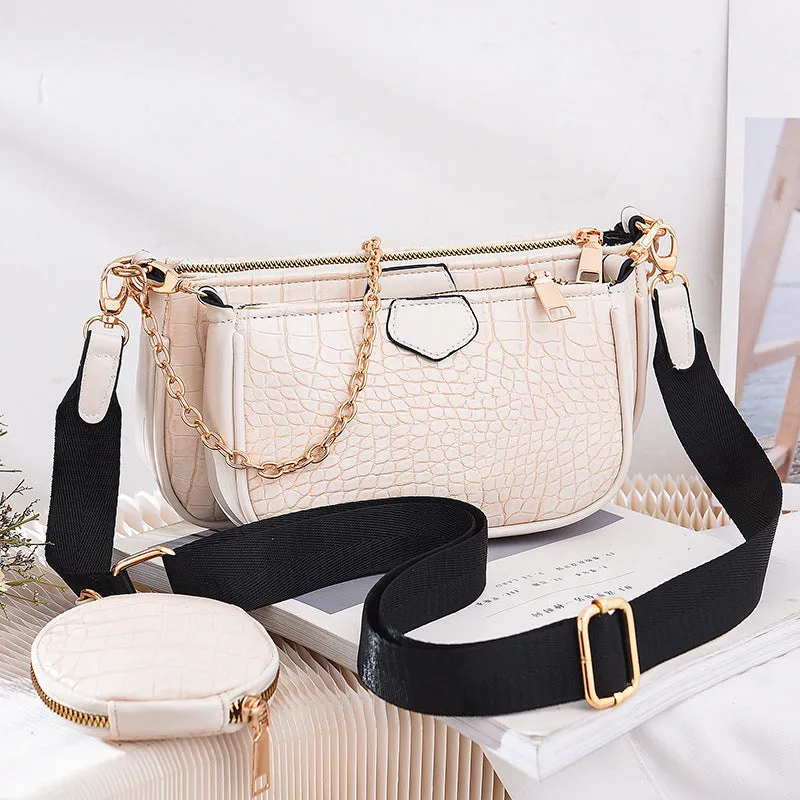 New women's version small fresh fashion triplets women's bag textured shoulder handbag