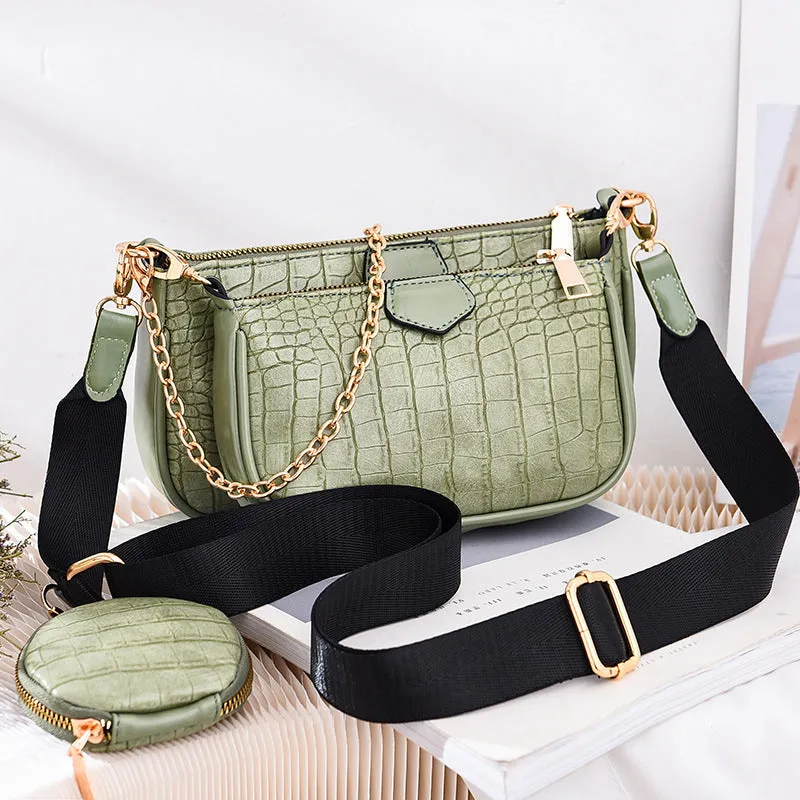 New women's version small fresh fashion triplets women's bag textured shoulder handbag