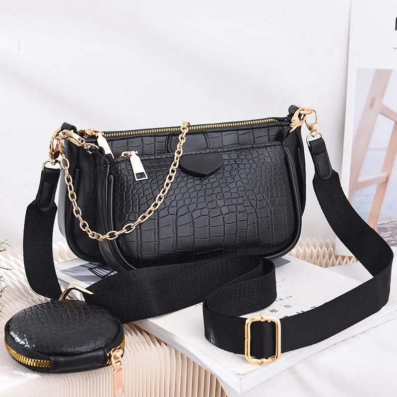 New women's version small fresh fashion triplets women's bag textured shoulder handbag