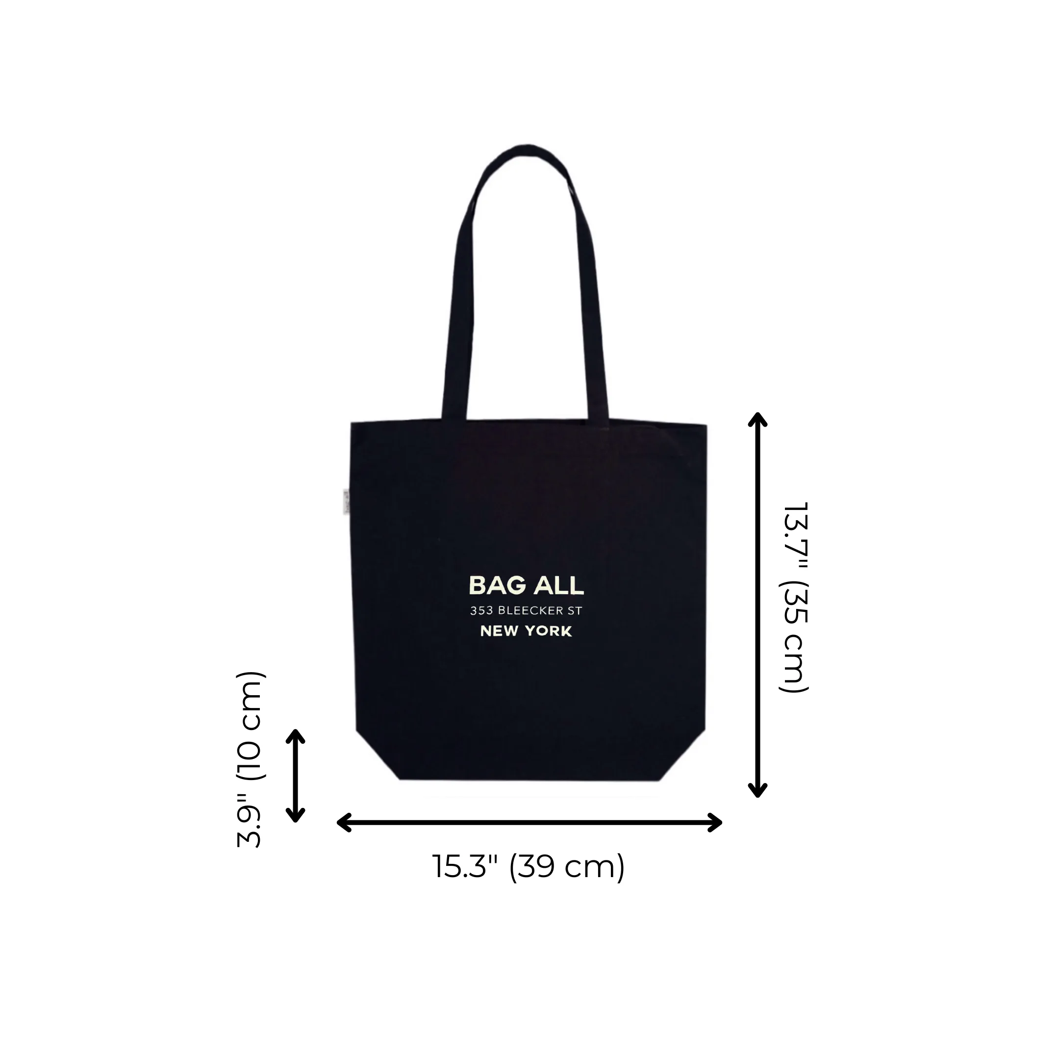 New York City Tote with Zipper and Inside Pocket, Black