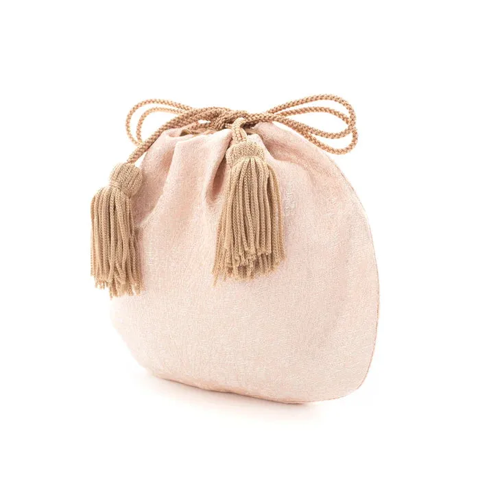 Nishijin-ori Small Drawstring Bag - Crumpled Pattern / Pink -,  Made in Kyoto, Japan,  Japanese traditional craft purse