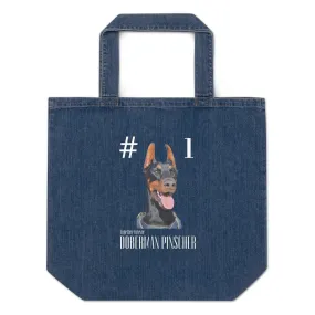 Organic denim tote bag, Doberman Pinscher Lovers