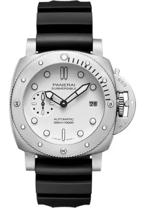 Panerai Submersible Bianco - 42mm Brushed Steel Case - White Dial - PAM01223