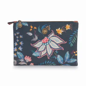 PIP Studio Flower Festival Dark Blue Flat Cosmetic Pouch