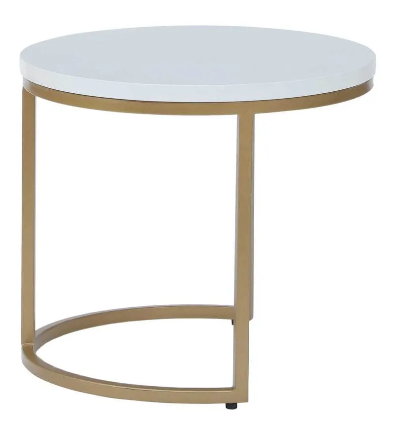 Priti - Golden coffee table with white table top - set of two