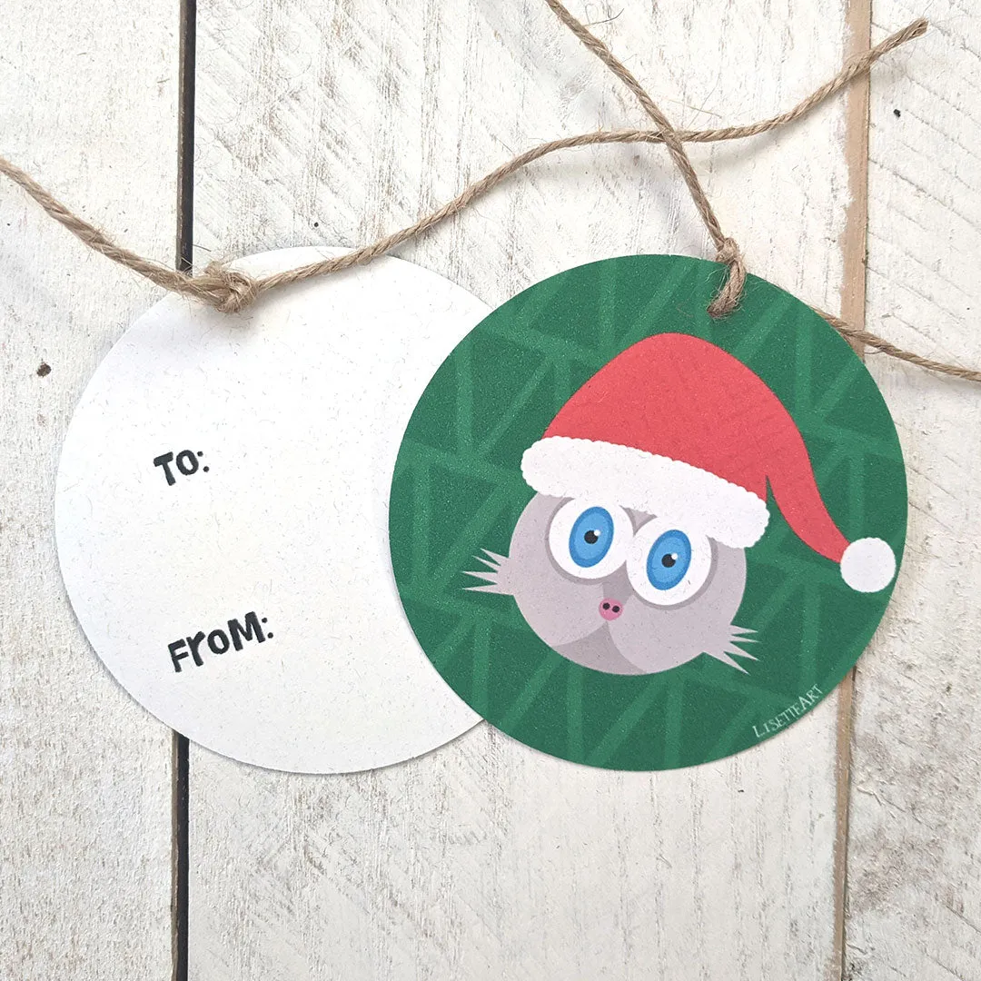 "Meowy Catmas" Whimsical Santa Cats - Christmas Holiday Gift Tags