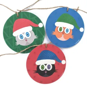 "Meowy Catmas" Whimsical Santa Cats - Christmas Holiday Gift Tags