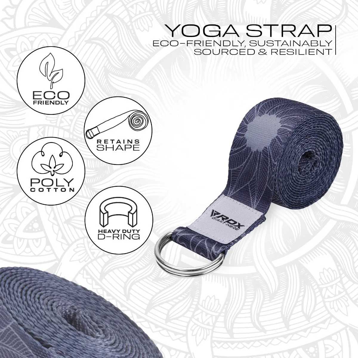 RDX F18 D-Ring Steel Buckle Cotton Yoga Strap