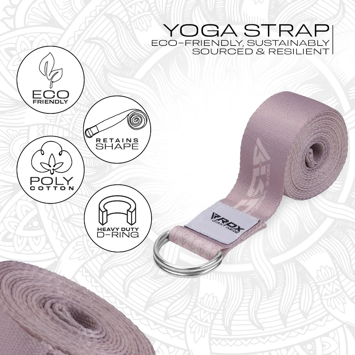 RDX F22 D-Ring Steel Buckle Cotton Yoga Strap