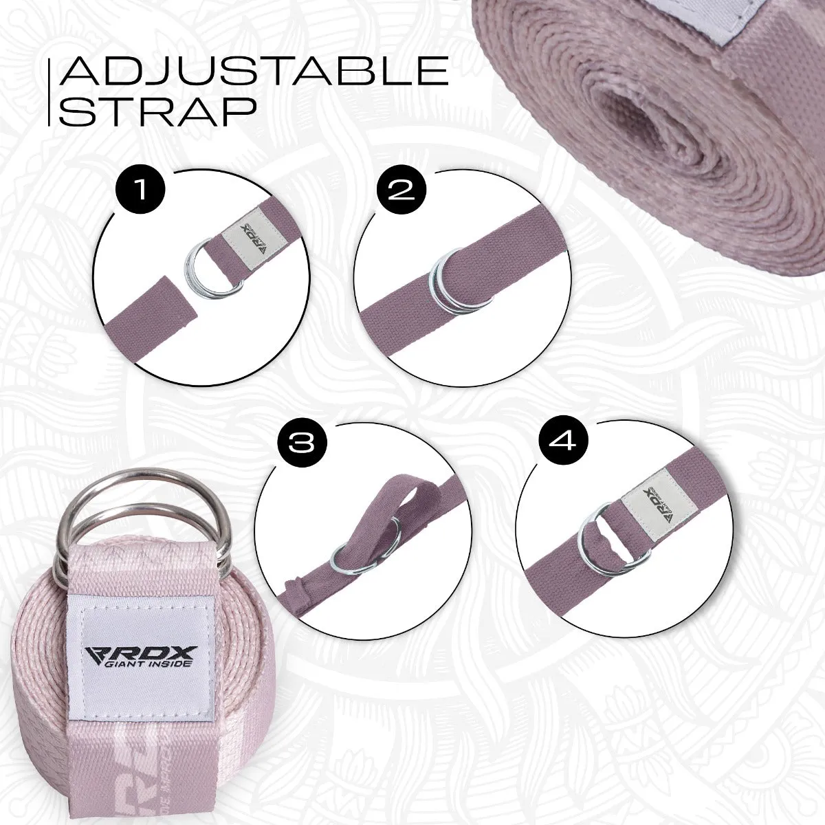 RDX F22 D-Ring Steel Buckle Cotton Yoga Strap