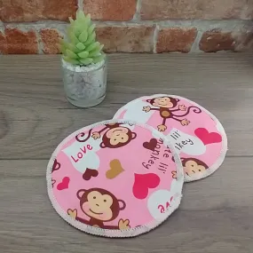 Reusable Bamboo Cotton Nursing Pad Set - Pink Monkey