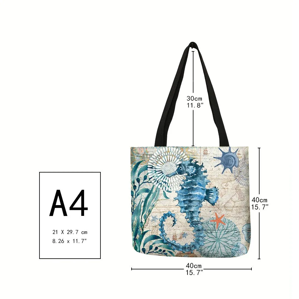 Reusable Eco-Friendly Deep Sea Creatures Tote Bags