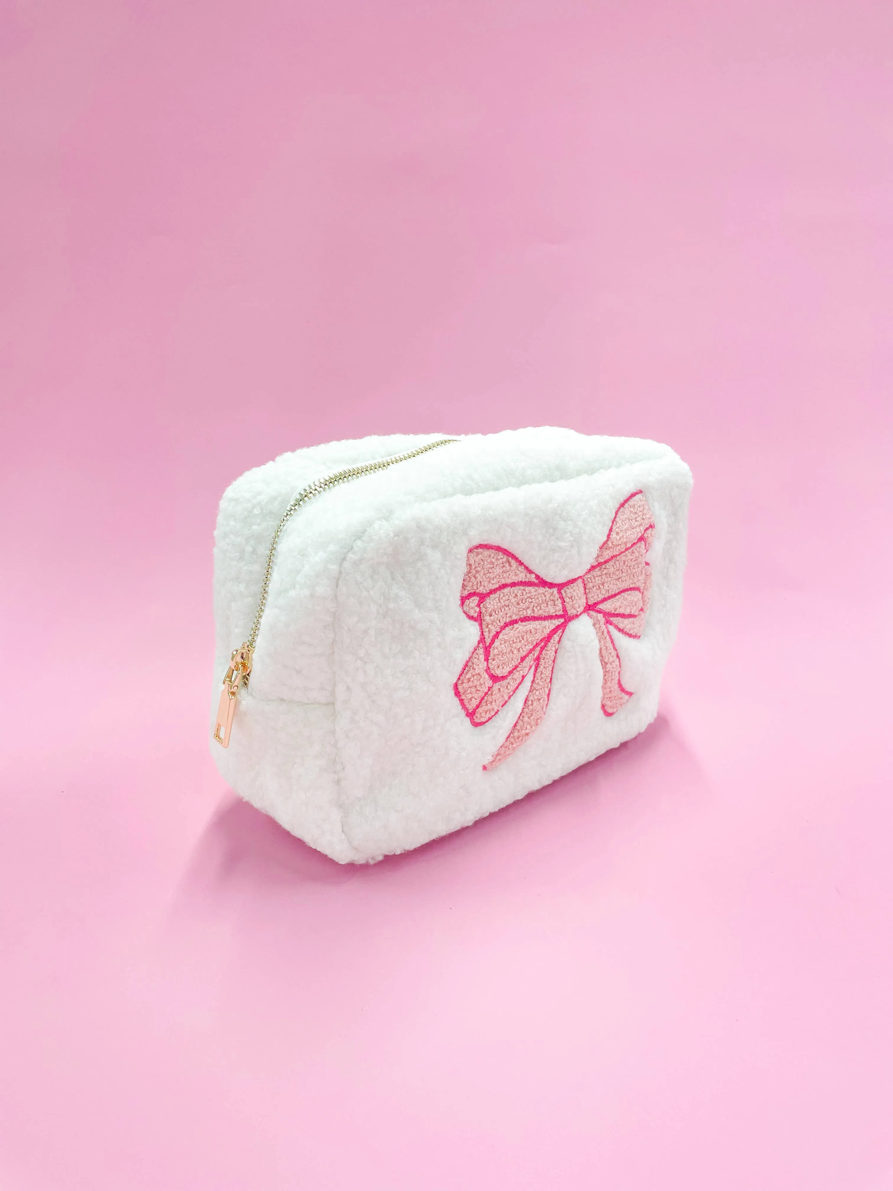 Rock Paper Scissors - Pink Bow Teddy Cosmetic Zipper Bag - Large